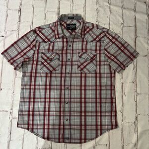 Men's Red and Gray Plaid Shirt